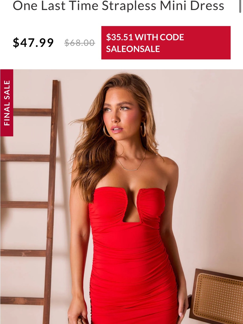 Vici One Last Time Strapless Mini Dress in Red